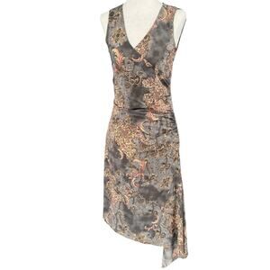 Y2K Vintage Wrap Dress Womens SM Floral Midi Party Whimsigoth Fairy Assymetrical